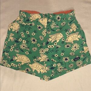 Patagonia Kids Green Floral Fish Print Shorts